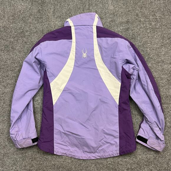 Spyder Windbreaker Jacket Girls 12 Purple White Mock Neck Ski Snowboard - Picture 5 of 14